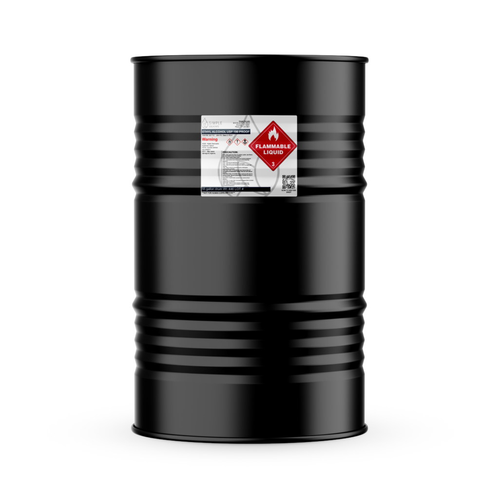 simple solvents 190 proof ethanol 55 gallon drum