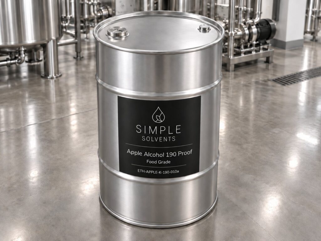 Apple Alcohol 190 Proof bulk 55 gallon drum for sale from Simple Solvents