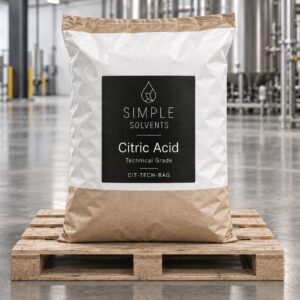 50 lb bag of Citric Acid, Food and Technical Grade, bulk supply from Simple Solvents