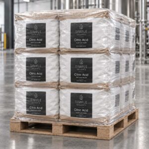 Pallet of Citric Acid 50 lb bags, Food and Technical Grade, bulk wholesale from Simple Solvents