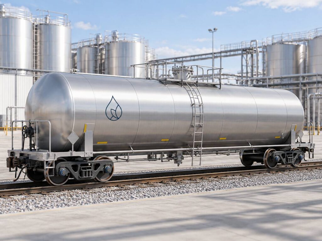 Corn Alcohol 200 Proof shipped by stainless steel bulk railcar car - Simple Solvents