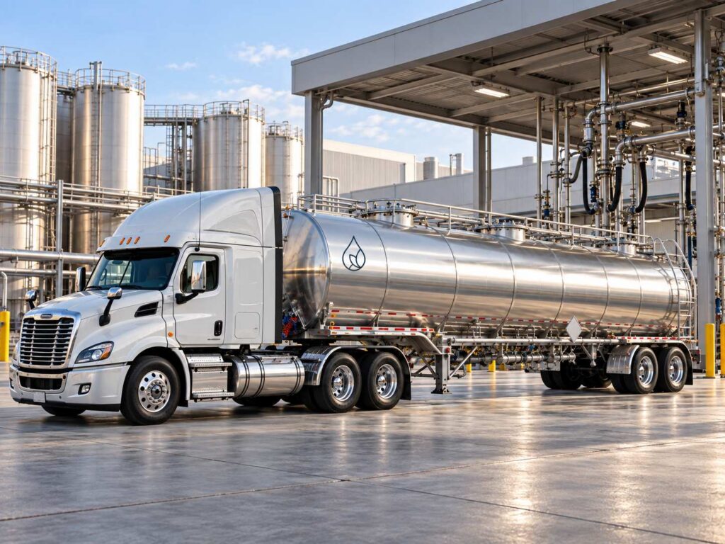 Grape Alcohol 190 Proof shipped by stainless steel bulk tanker truck - Simple Solvents