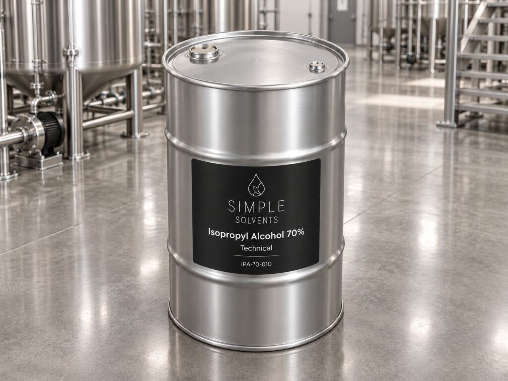 Isopropyl Alcohol 70% Technical Grade bulk 55 gallon drum for sale from Simple Solvents