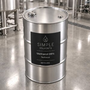 Methanol 99% Technical Grade bulk 55 gallon drum for sale from Simple Solvents