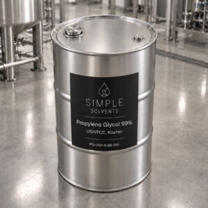 Propylene Glycol 99% USP/FCC bulk 55 gallon drum for sale from Simple Solvents