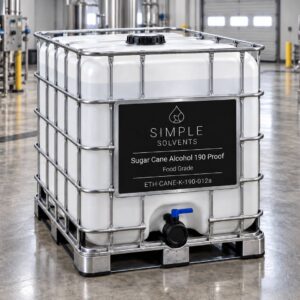 Sugar Cane Alcohol 190 Proof bulk 270 gallon tote for sale from Simple Solvents