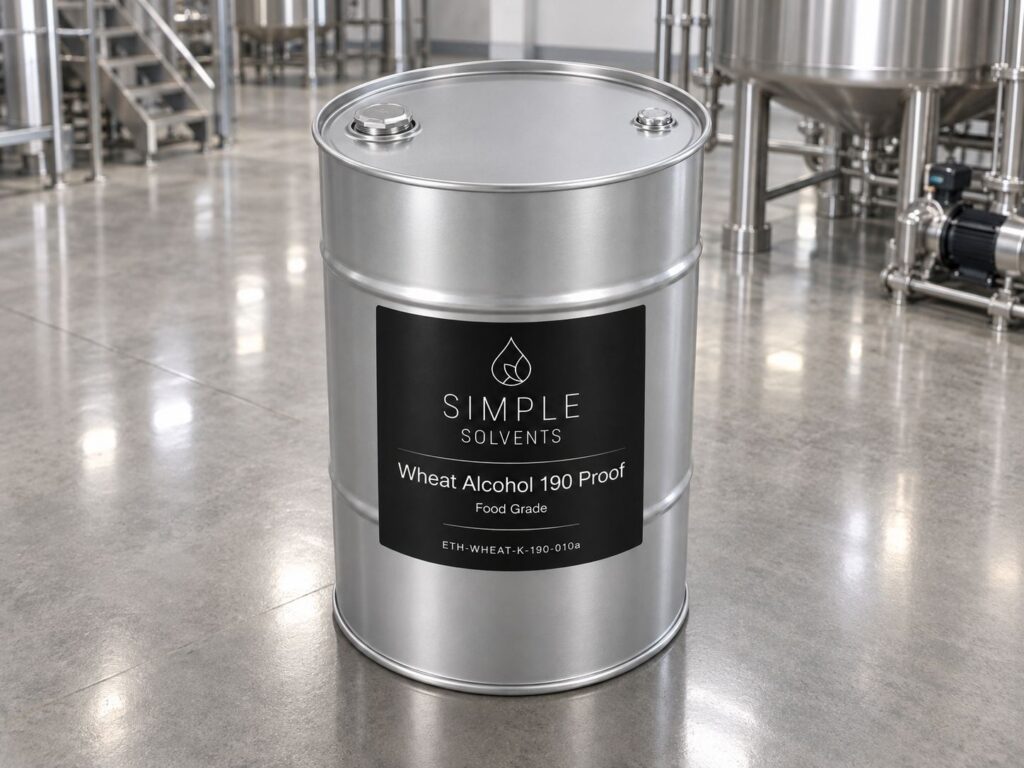 Wheat Alcohol 190 Proof bulk 55 gallon drum for sale from Simple Solvents