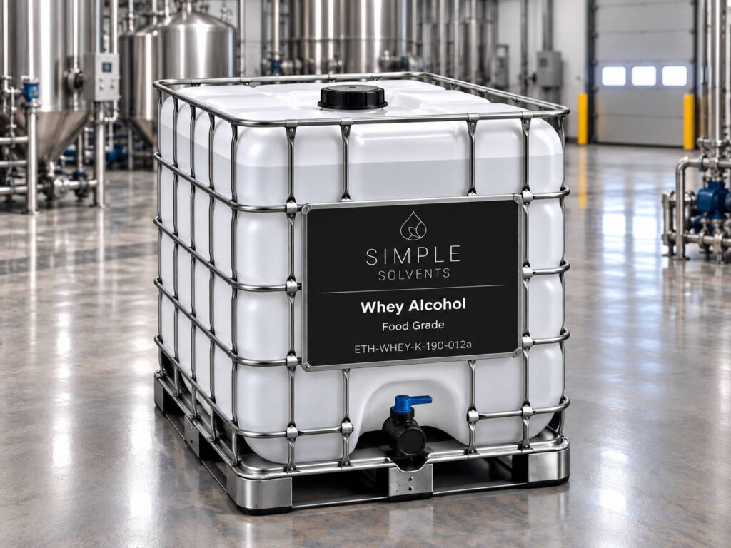 Whey Alcohol 190 Proof bulk 270 gallon tote for sale from Simple Solvents